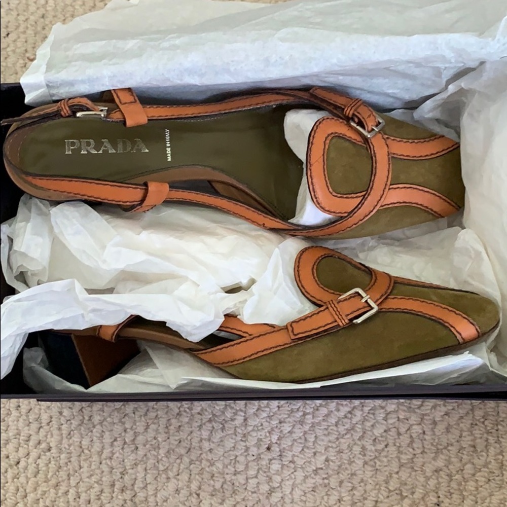 Prada Blue Block Heeled Shoe